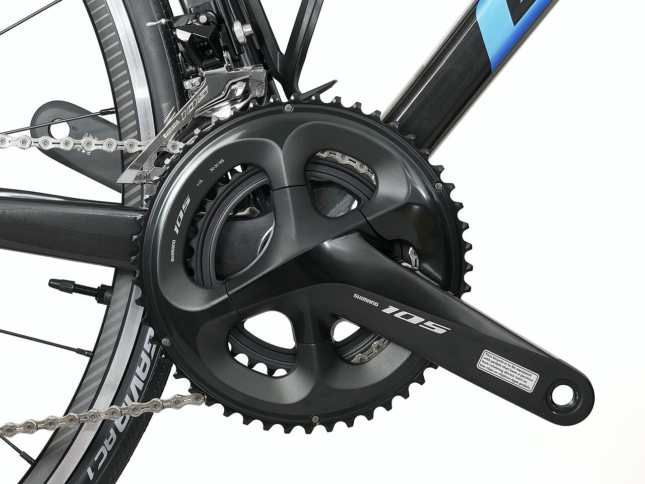 Bicycle crankset and chainrings — more chainrings up front mean a wider spread of ratios